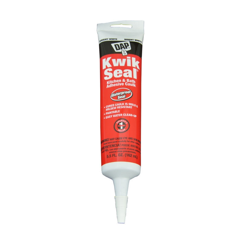 white adhesive caulk for kitchens and baths in red tube