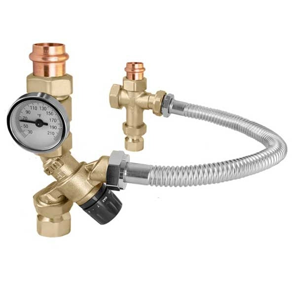 3/4" Press Outlet Tankmixer Water Heater Mixing Valve w/ Gauge (520516AX)