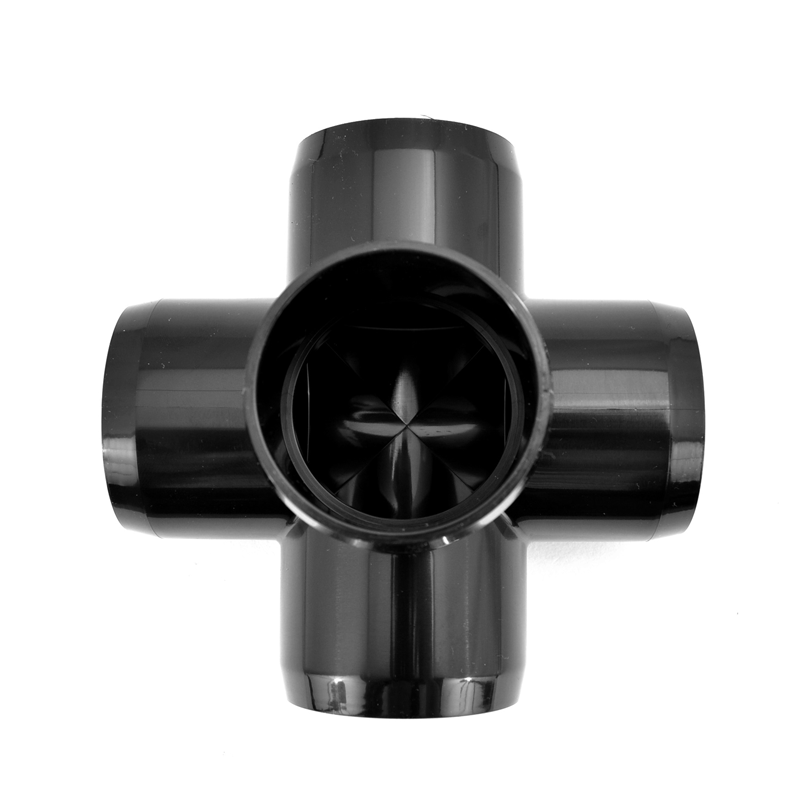 1-1/4" Black PVC 5-Way Furniture Fitting Top View