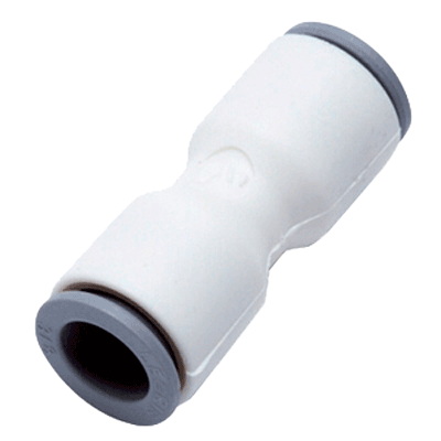 1/2" LIQUIfit® Series White Bio-Based Polymer Union Connector, Push-To-Connect, EPDM O-Ring, Stainless Steel Gripping Ring