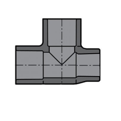1-1/4" x 1" x 1-1/4" Sch 80 PVC Reducing Tee - Soc 801-159