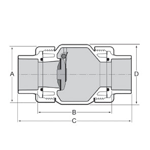 1/2" PVC Clear True Union Utility Spring Check Valve - Socket (S1780C-05)