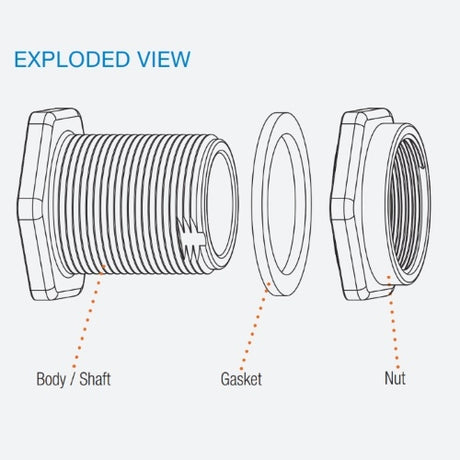 1-1/4" Hayward Bulkhead Fitting FPM - SOC x SOC (BFA1012SES)