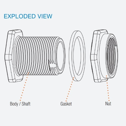 1-1/2" Hayward Bulkhead Fitting FPM - SOC x SOC (BFA1015SES)