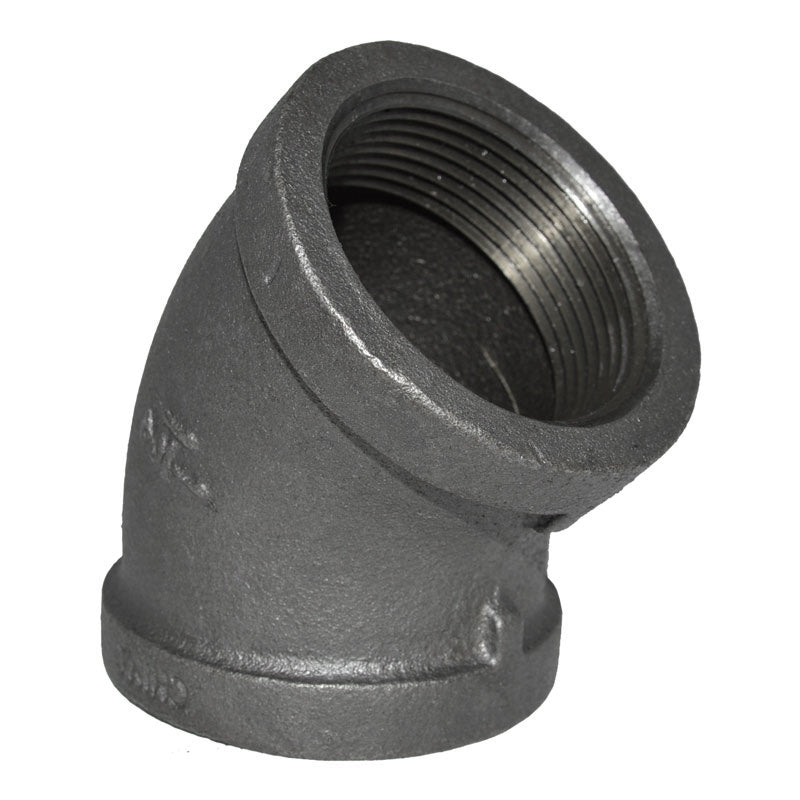 1-1/2" Black Malleable Iron 45 Elbow