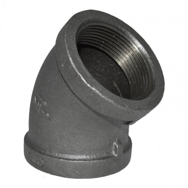 1/4" Black Malleable Iron 45 Elbow (35202)