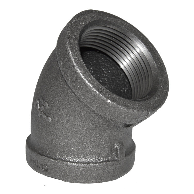 1-1/4" Black Malleable Iron 45 Elbow