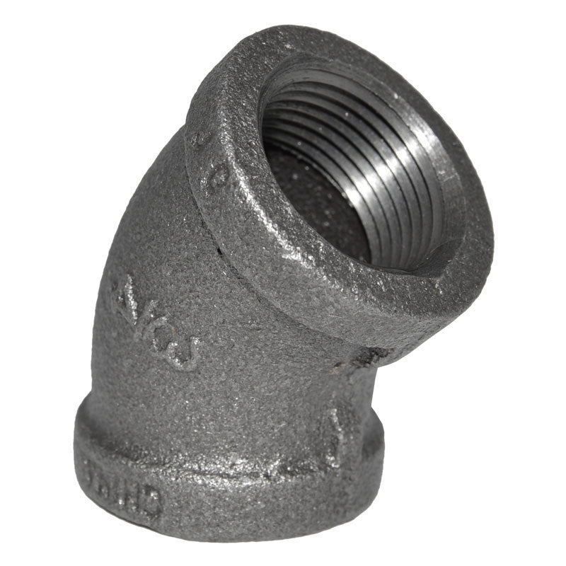 3/4" Black Malleable Iron 45 Elbow