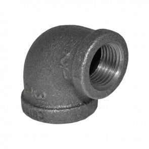 1-1/2" X 1-1/4" Black Malleable Iron 90 Reducing Elbow (35335)