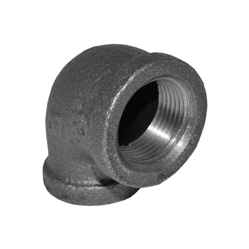 3/4" x 1/2" Black Malleable Iron 90 Elbow - 3/4" end
