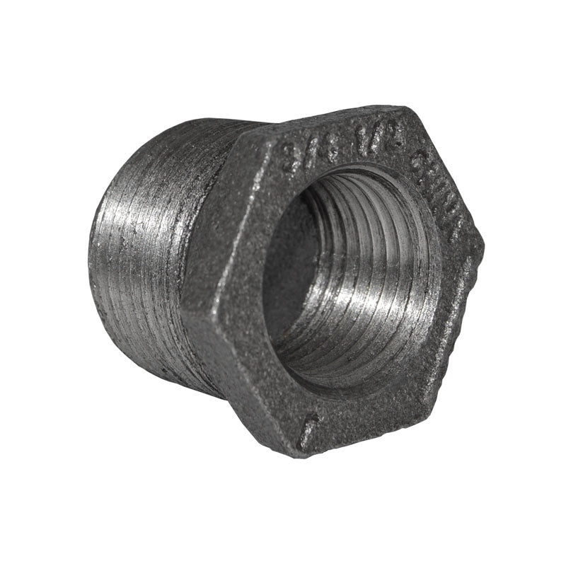 3/4" x 1/2" Black Malleable Iron Hex Bushing