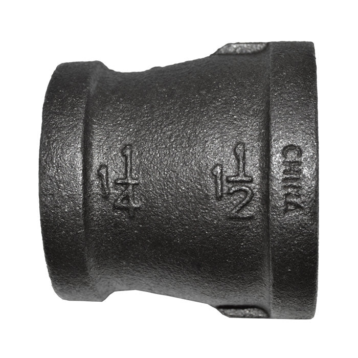 1-1/2" x 1-1/4" Black Malleable Iron Reducer Coupling