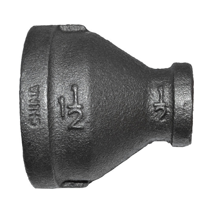1-1/2" x 1/2" Black Malleable Iron Reducer Coupling