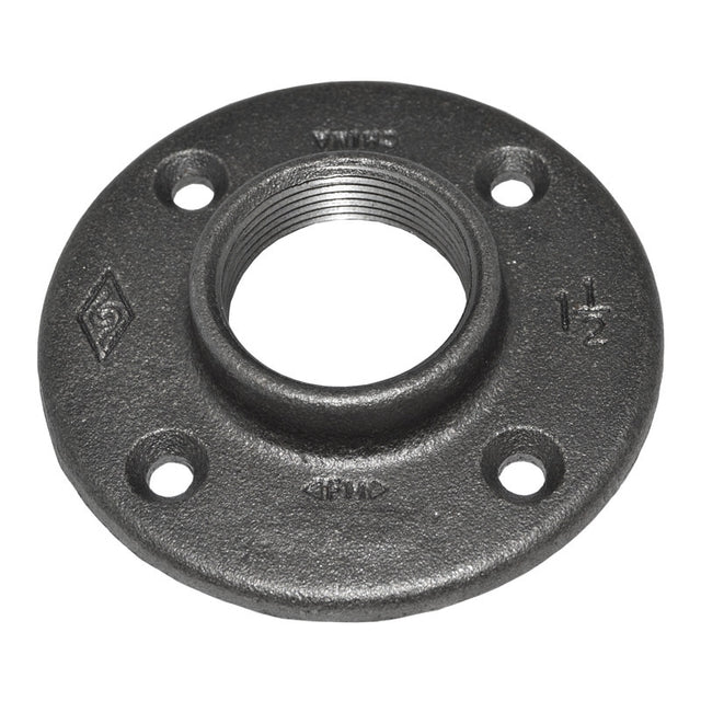 1-1/2" Black Malleable Iron Floor Flange