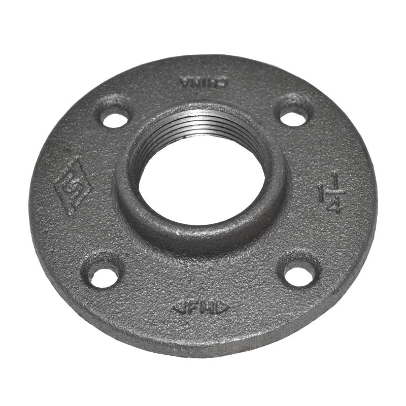 1-1/4" Black Malleable Iron Floor Flange