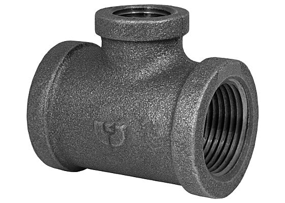2" X 2" X 1-1/2" Black Malleable Iron Reducing Tee (35494)