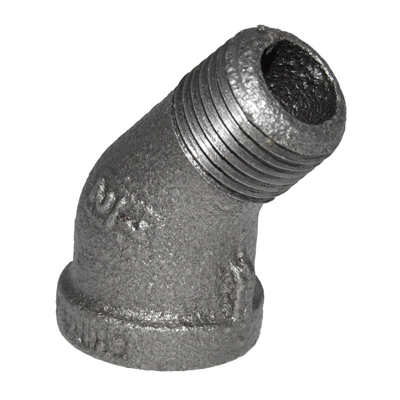 1/2" Black Iron 45 Street Elbow - front