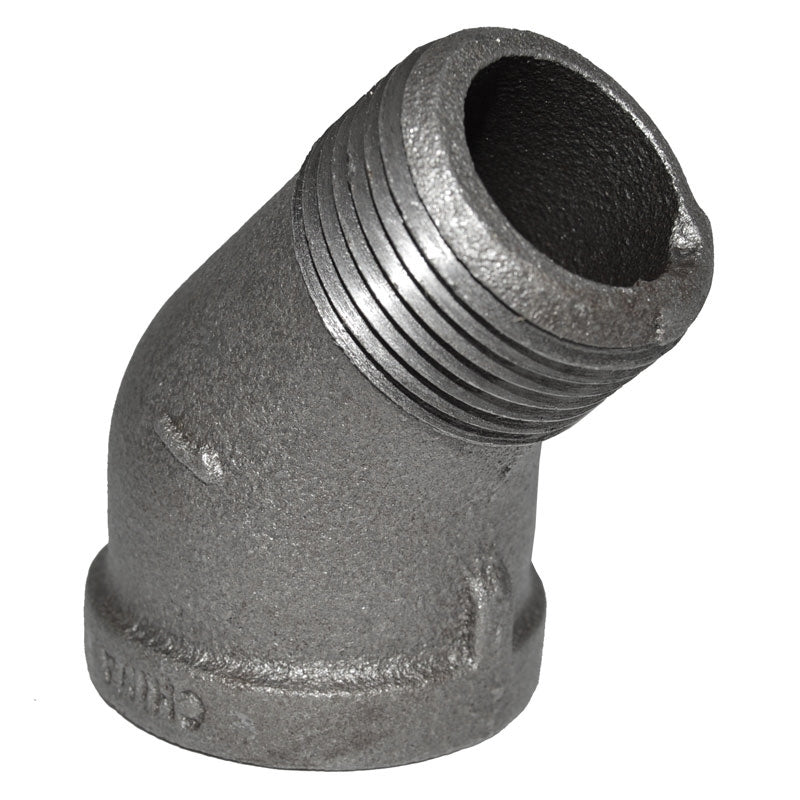 1" Black Iron 45 Street Elbow - front