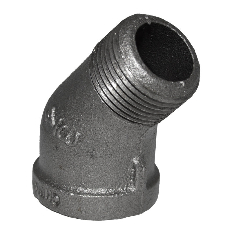 3/4" Black Iron 45 Street Elbow - front