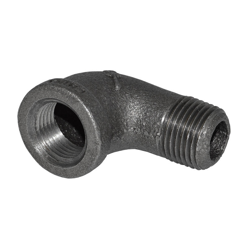 1/2" Black Malleable Iron 90-Degree Street Elbow - side