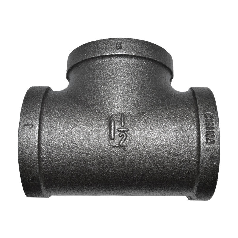 1-1/2" Black Malleable Iron Tee Fitting