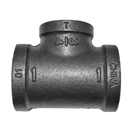 1" x 1" x 3/4" Black Malleable Iron Tee Fitting