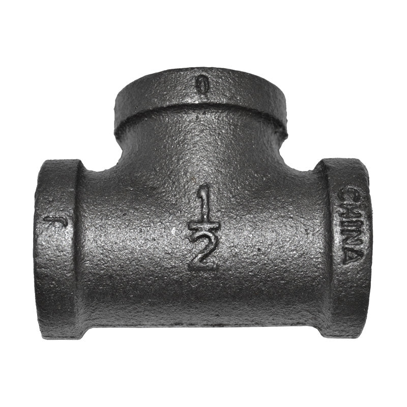 1/2" Black Malleable Iron Tee Fitting