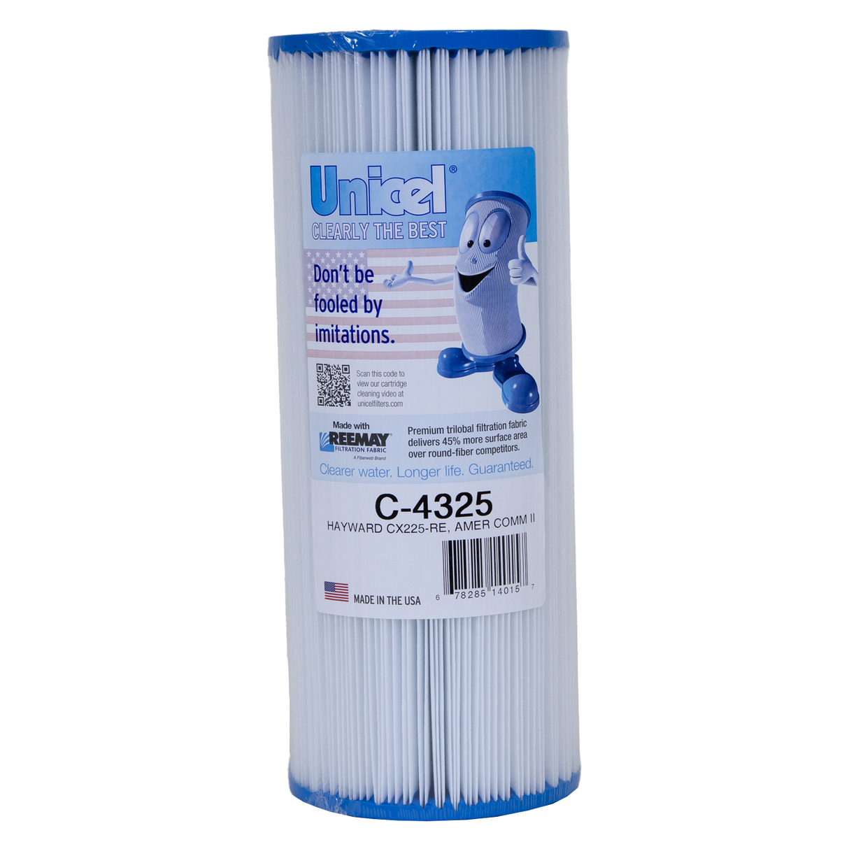 Unicel C-4325 4000 Series 11-7/8 in x 4-5/8 in Pleated Filter Cartridge 25 sq.ft.