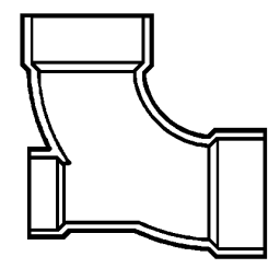 3" x 2" DWV Long Sweep 1/4 Bend w/ Heel Inlet D307-338
