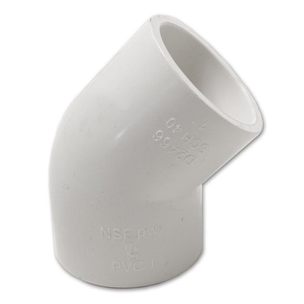 2" PVC 45-Degree Elbow Furniture Grade - White