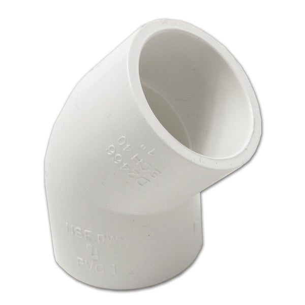 2" PVC 45-Degree Elbow Furniture Grade - White_Side