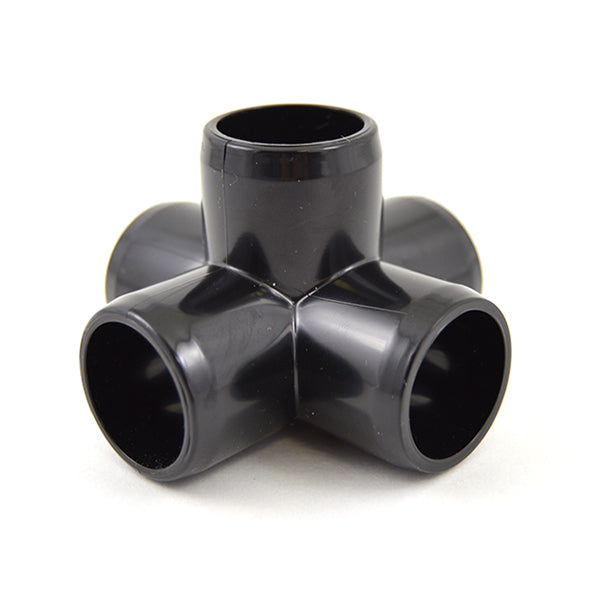1/2" PVC 5-Way Furniture Fitting in Black