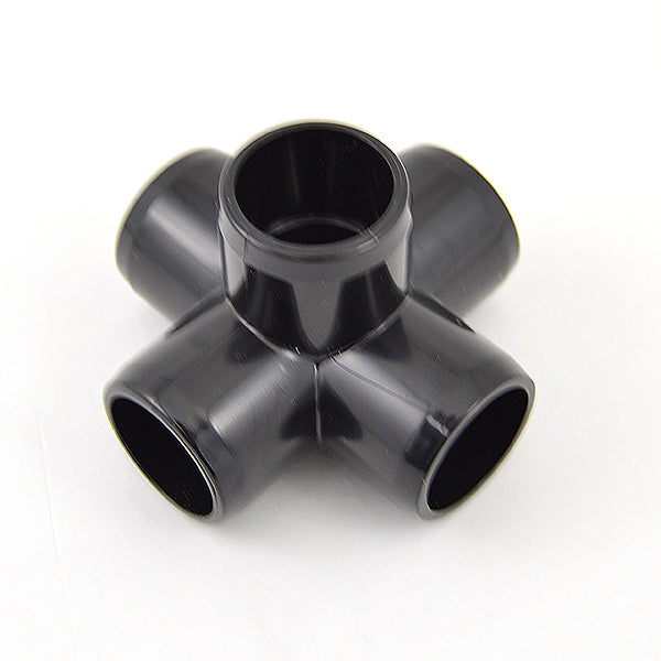 Black 5-Way PVC Fitting