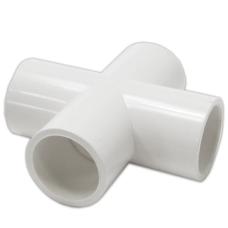 2" PVC Cross Furniture Fitting - White - Flat