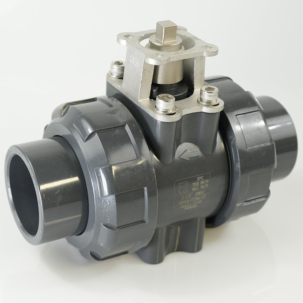 2-1/2"  PVC True Union Ball Valve - Actuation Ready - FP-ISO-TUBV-S-025