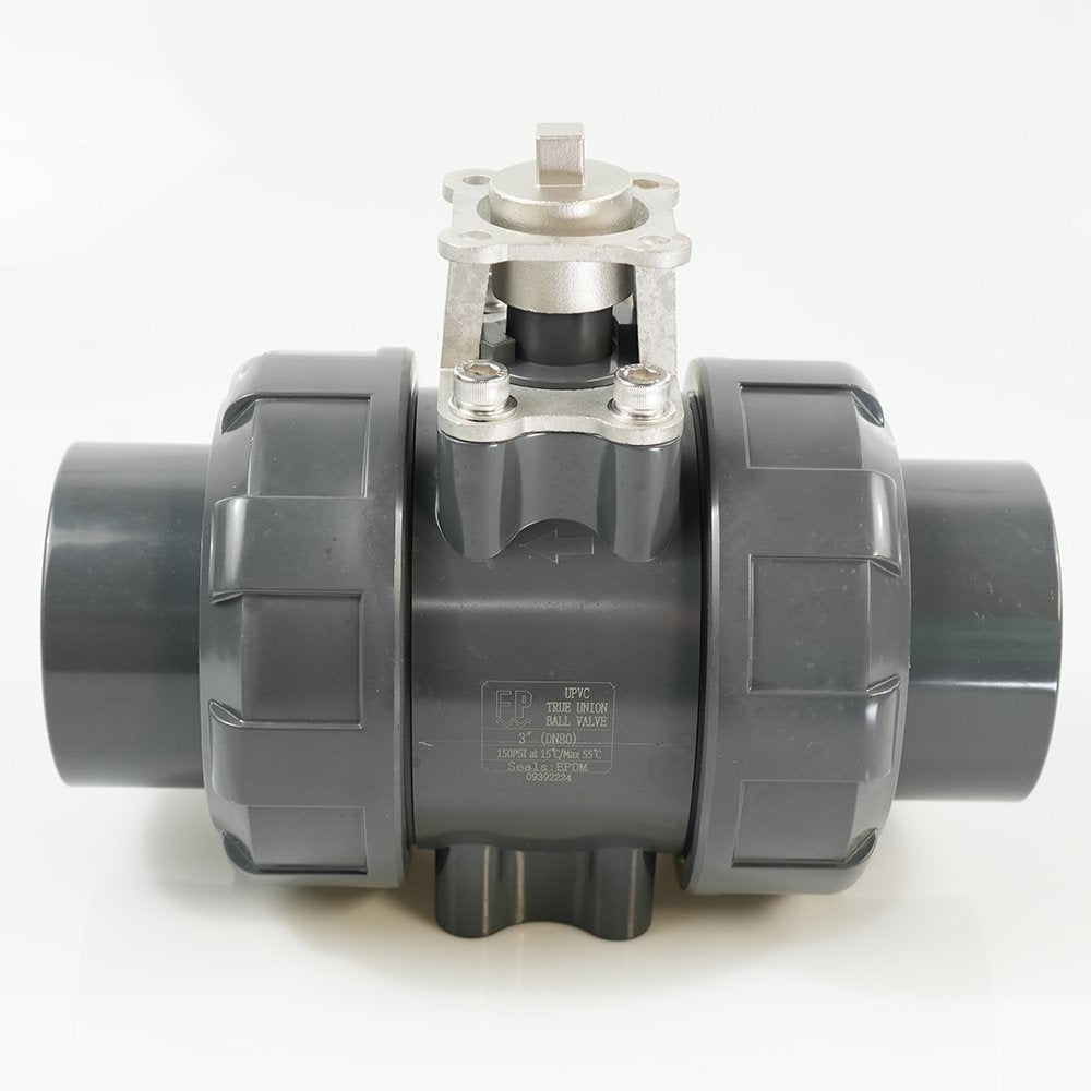 3"  PVC True Union Ball Valve - Actuation Ready - FP-ISO-TUBV-S-030