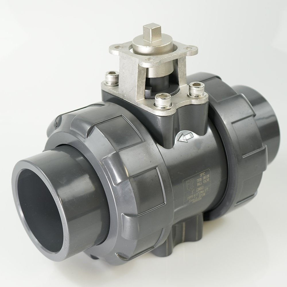 3"  PVC True Union Ball Valve - Actuation Ready - FP-ISO-TUBV-S-030