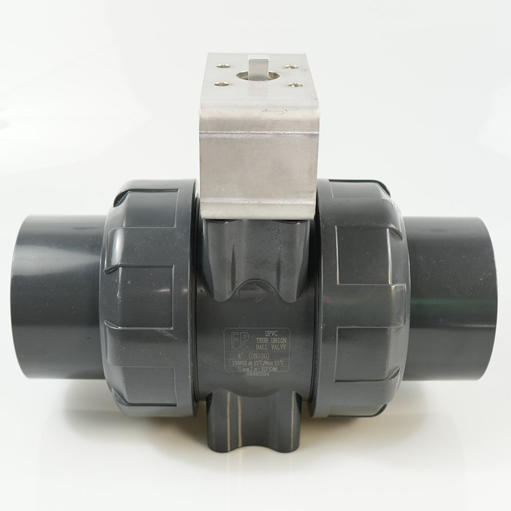 4" PVC True Union Ball Valve - Actuation Ready - FP-ISO-TUBV-S-040