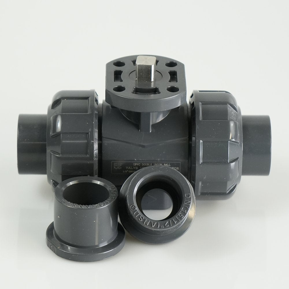 1/2" PVC True Union Ball Valve - Actuation Ready - FP-ISO-TUBV-ST-005