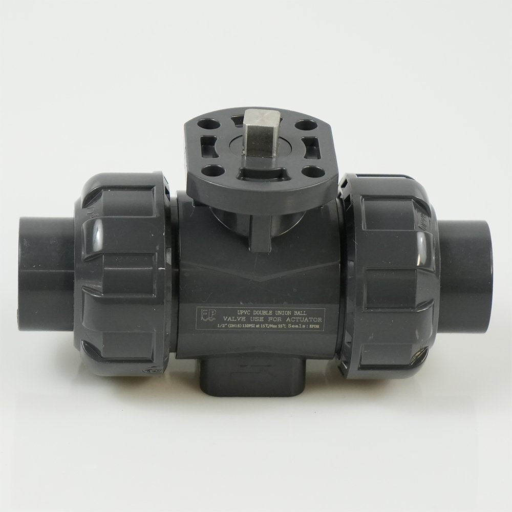 1/2" PVC True Union Ball Valve - Actuation Ready - FP-ISO-TUBV-ST-005