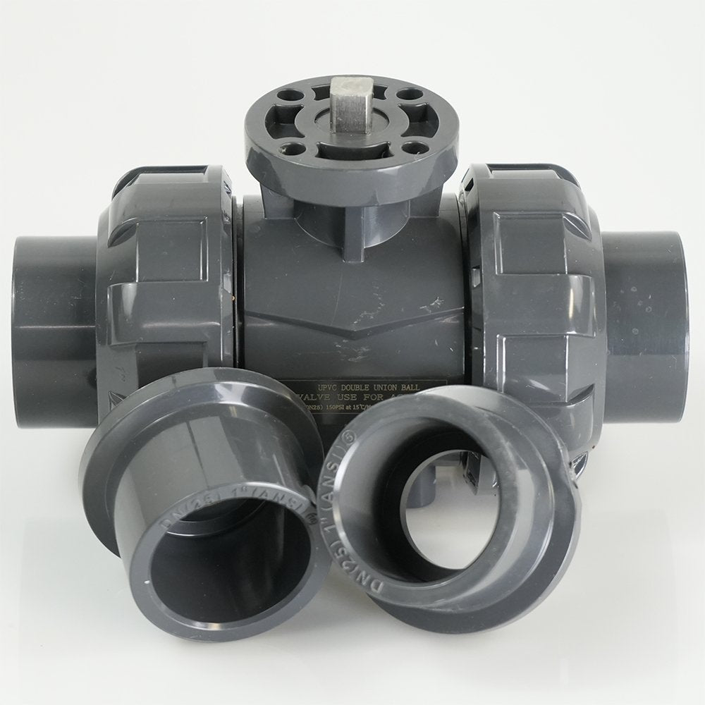 1"  PVC True Union Ball Valve - Actuation Ready - FP-ISO-TUBV-ST-010
