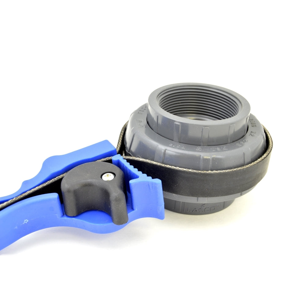 Blue Strap Wrench on Union Fitting