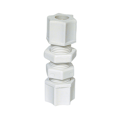 1/4" White Kynar® PVDF Bulkhead Union, Tube, JACO