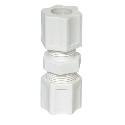 1/4" White Polypropylene Union Connector, Tube, JACO