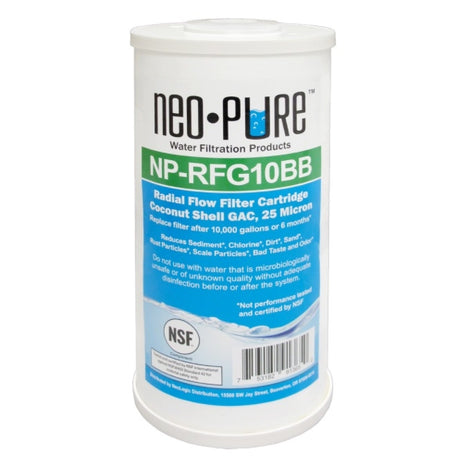 Neo-Pure 25 Micron Coconut Shell Radial Flow Carbon Filter - 4-1/2" OD x 10" L
