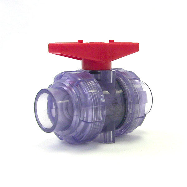 1-1/4" Clear PVC True Union Ball Valve (Clearance)
