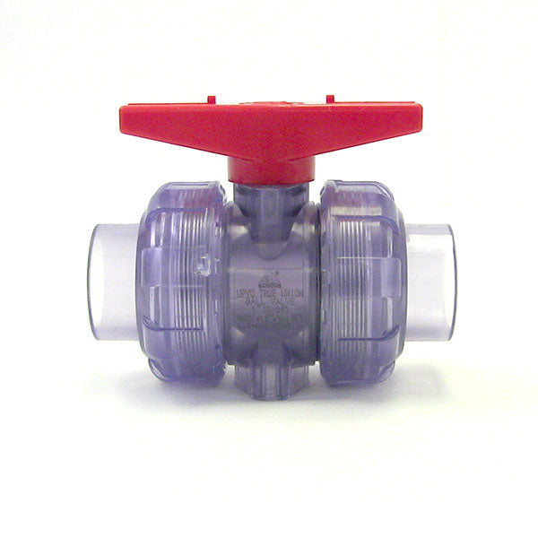 1-1/4" Clear PVC True Union Ball Valve (Clearance)