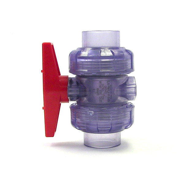 1-1/4" Clear PVC True Union Ball Valve (Clearance)