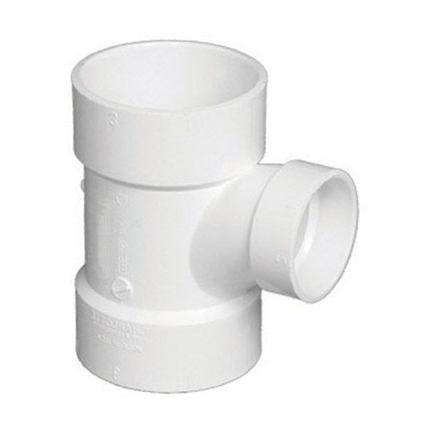 4" x 4" x 3" DWV PVC Sanitary Reducing Tee D401-422