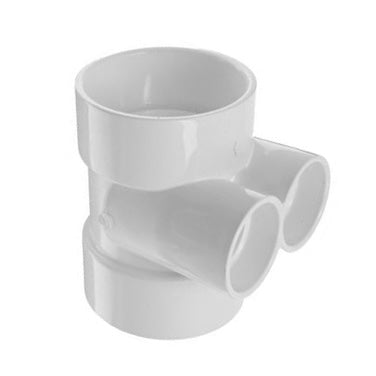 3" x 3" x 1-1/2" x 1-1/2" DWV PVC Horizontal Twin Tee P447-337